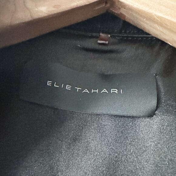 Elie Tahari Black Cotton Denim City Moto Zip Front Jacket Women’s Size Medium - Picture 6 of 16